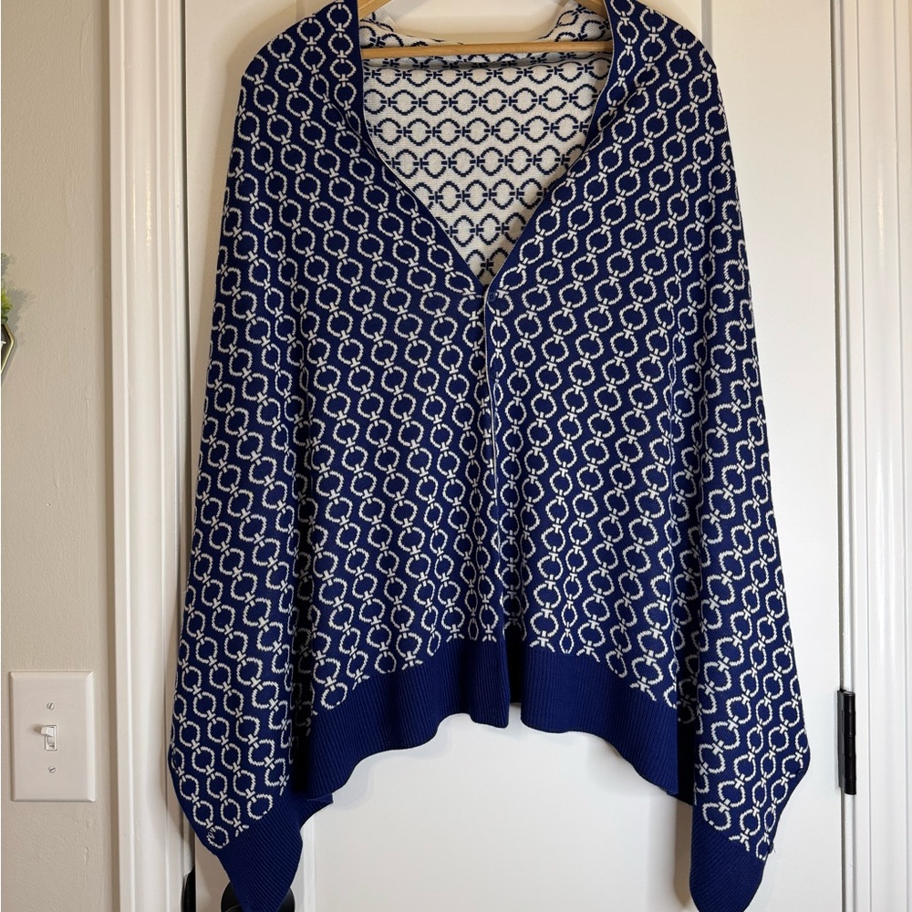 Papillion Wrap Navy/White with buttons-Reversible